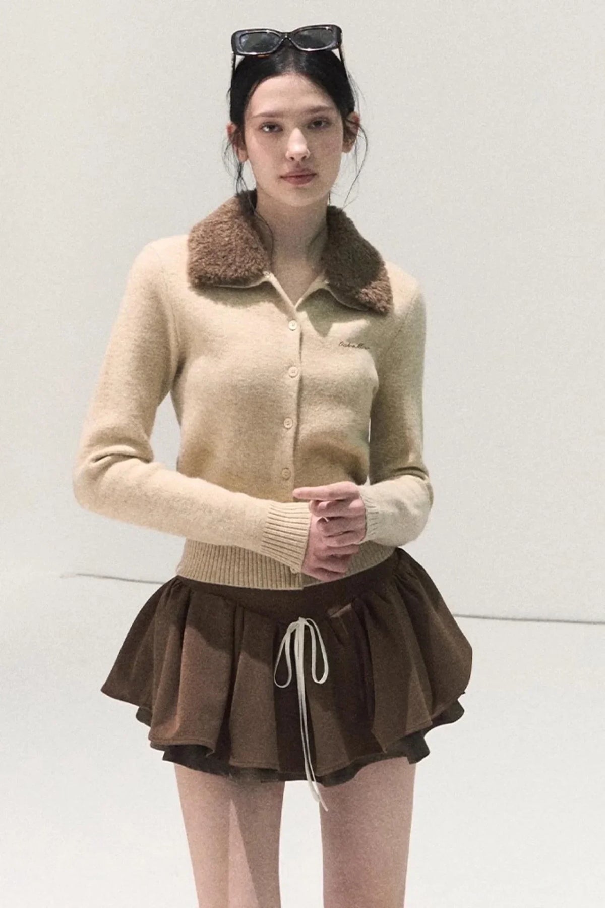 Plaid Color-Blocked A-Line Skirt