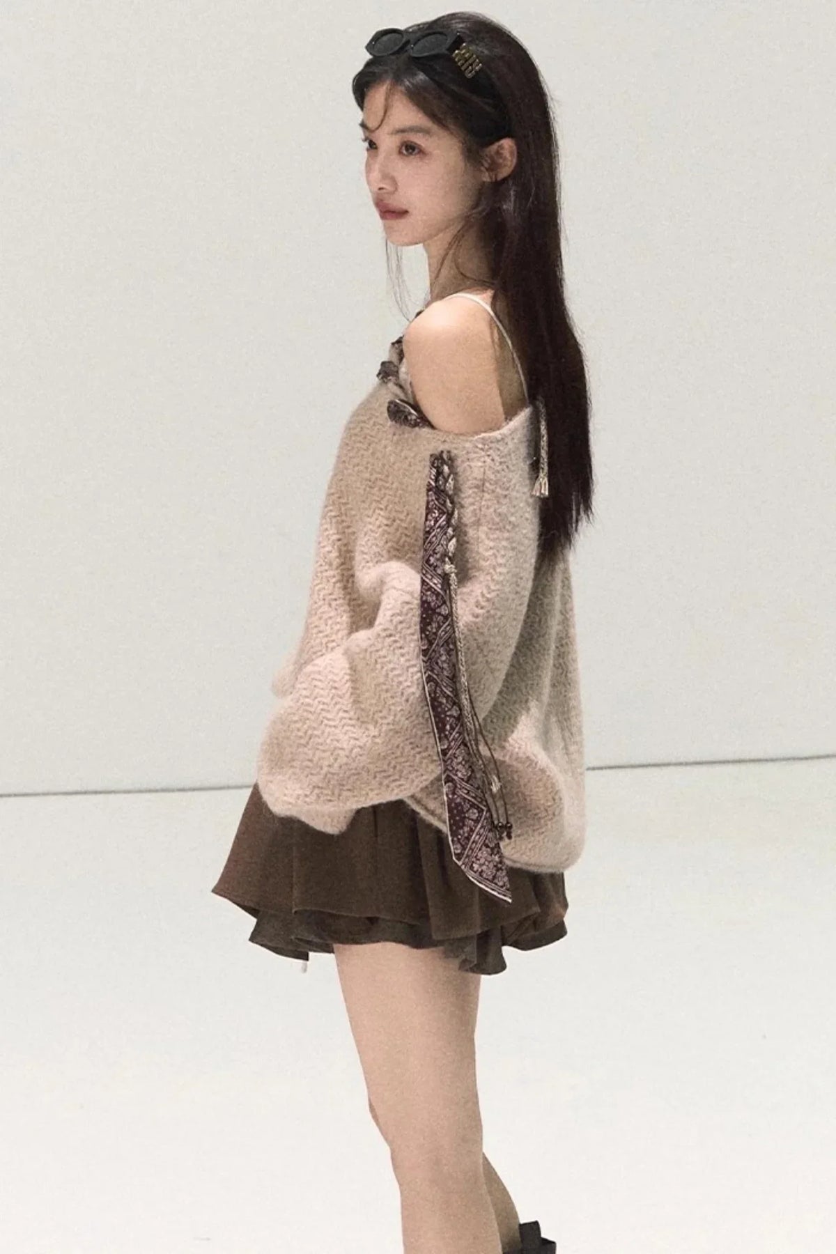 Plaid Color-Blocked A-Line Skirt