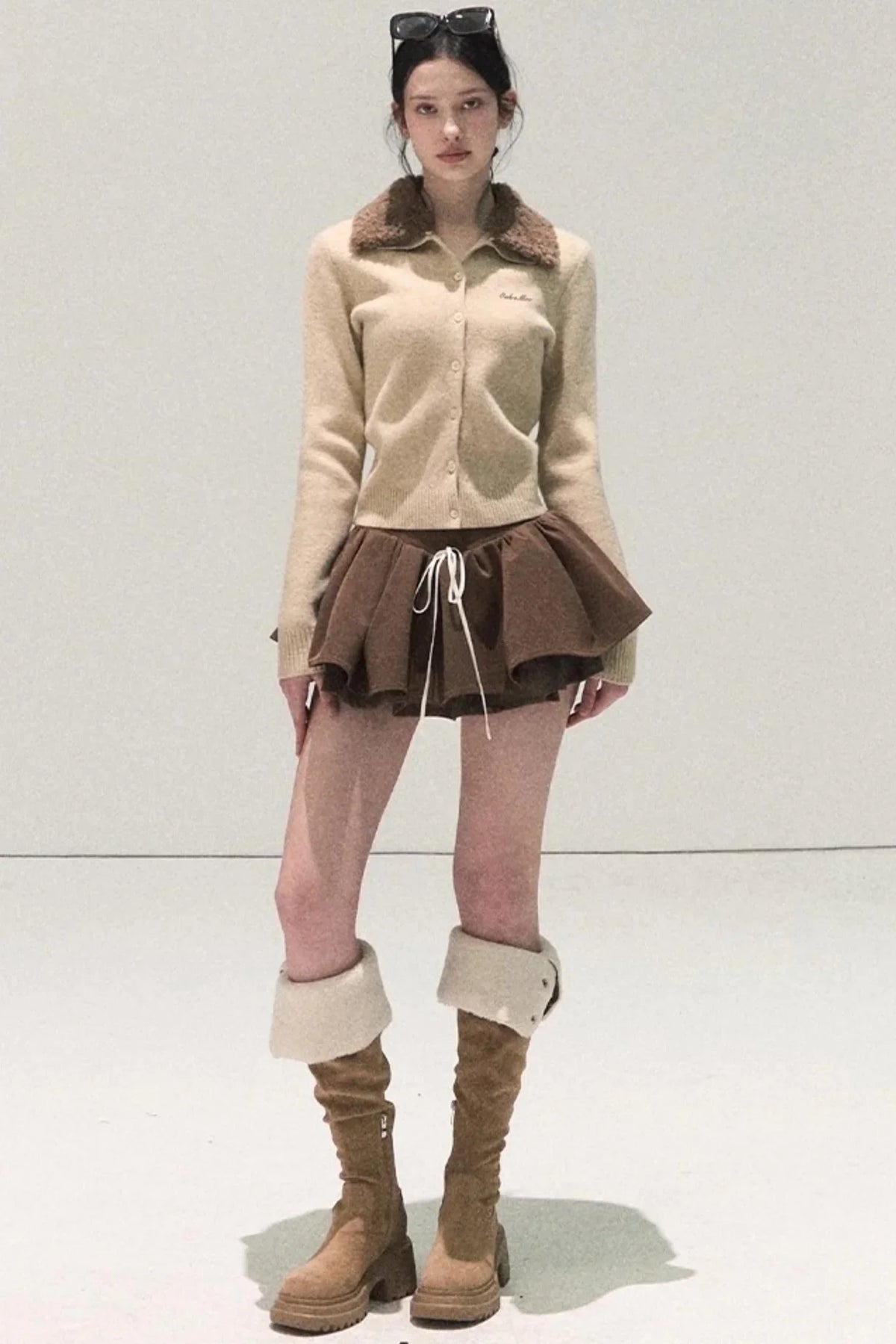 Plaid Color-Blocked A-Line Skirt