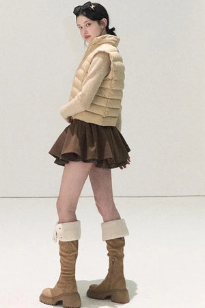 Plaid Color-Blocked A-Line Skirt