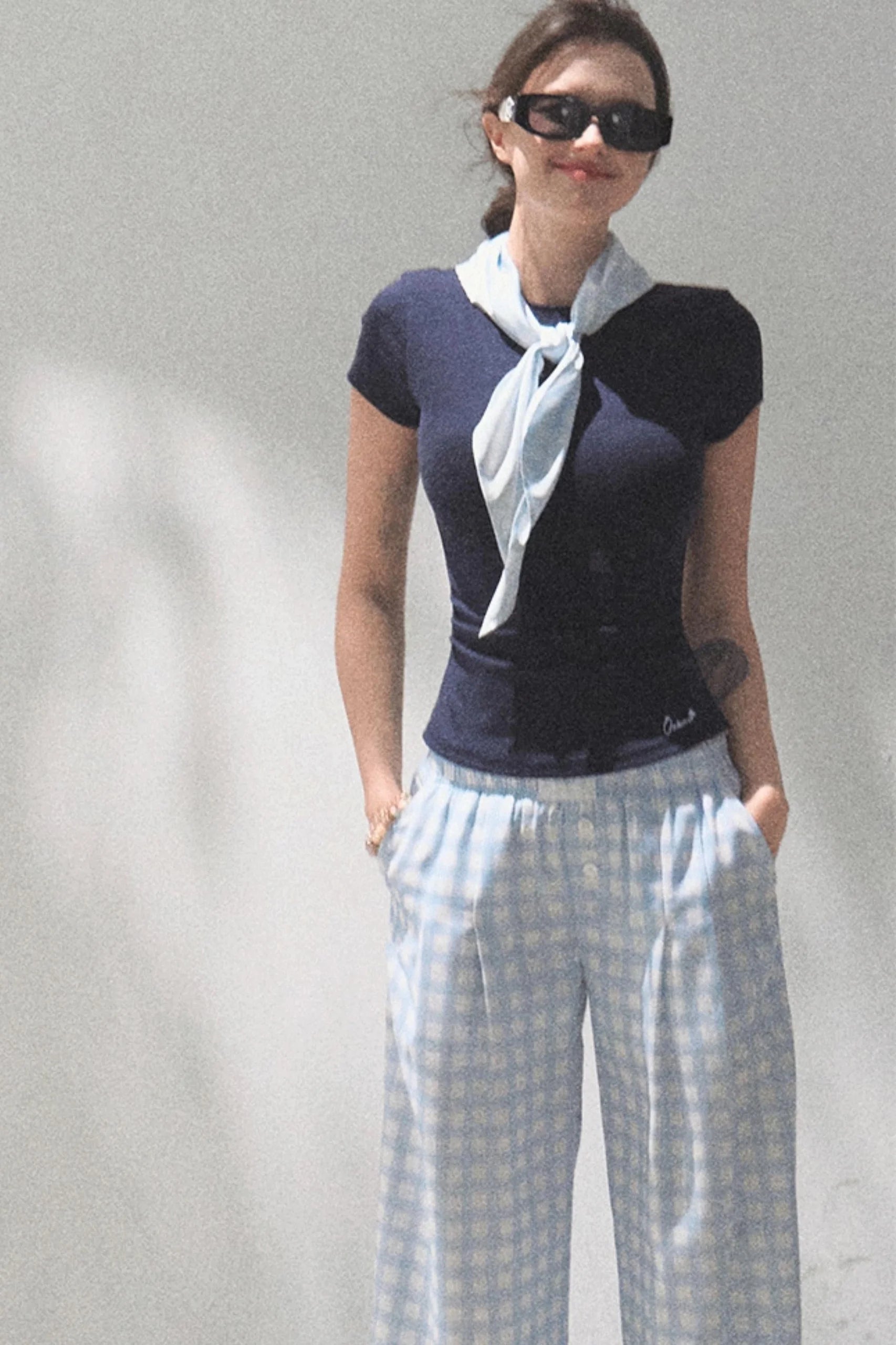Plaid Cotton Tee