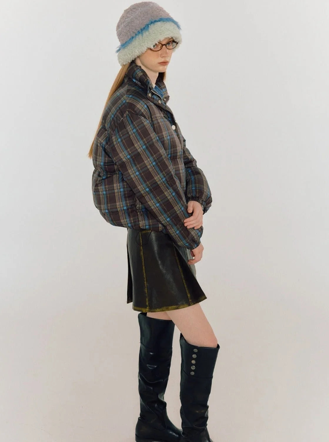 Plaid down jacket