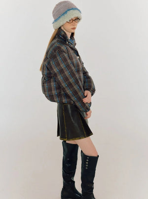 Plaid down jacket