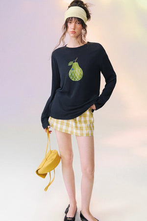 Plaid Drawstring Mini Skirt