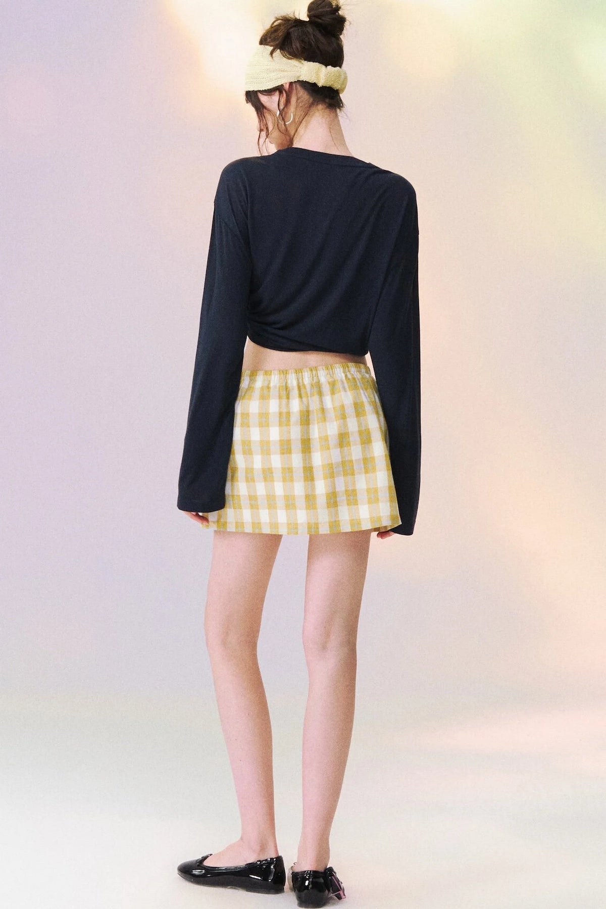 Plaid Drawstring Mini Skirt