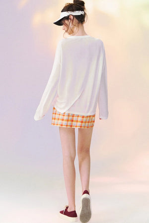 Plaid Drawstring Mini Skirt