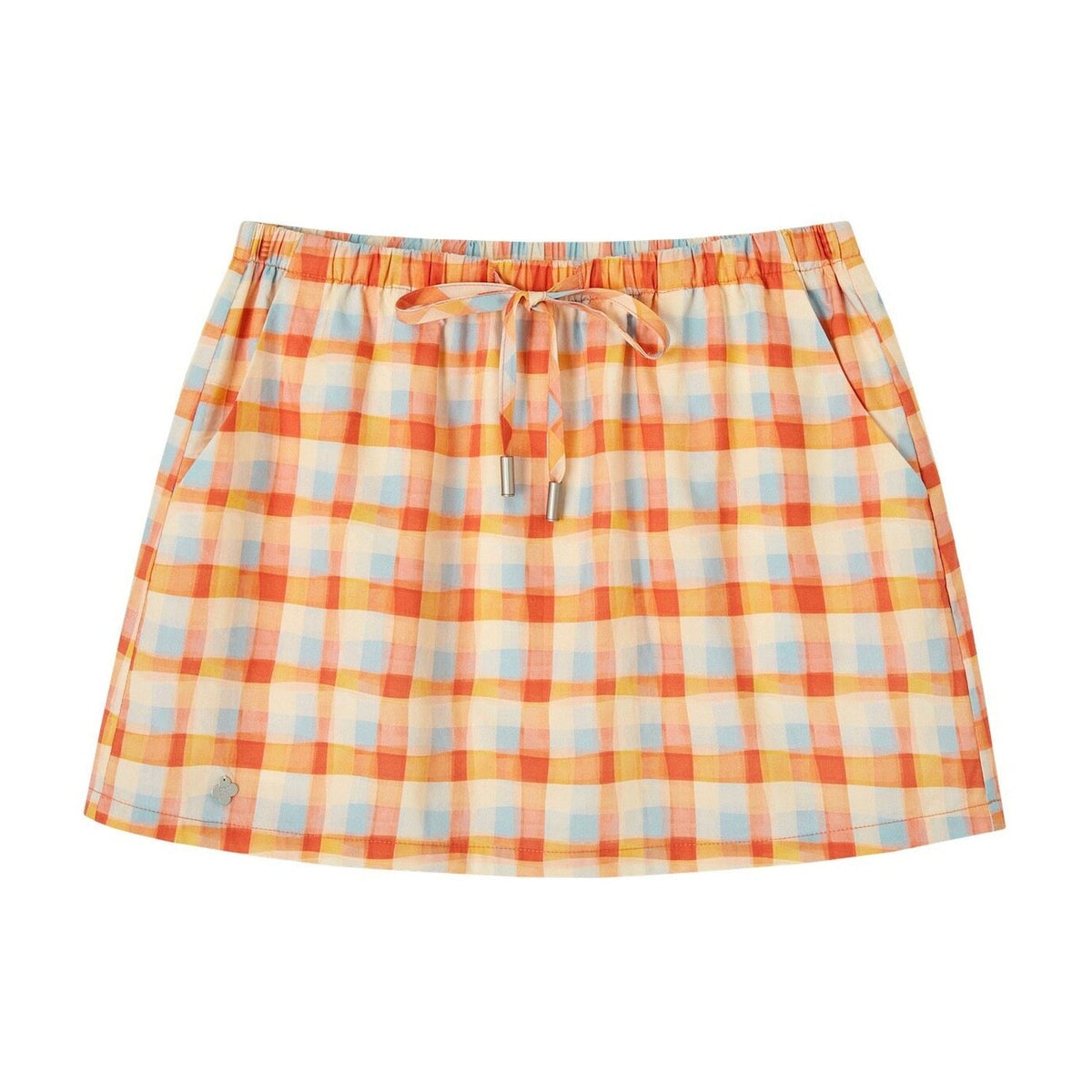 Plaid Drawstring Mini Skirt