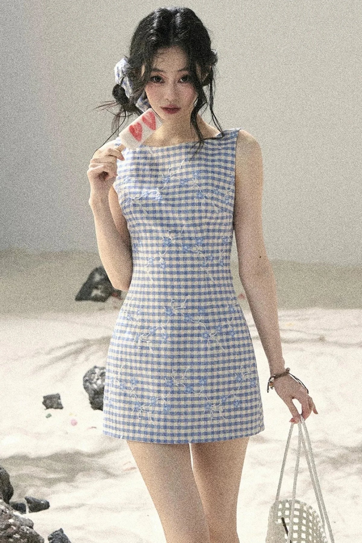 Plaid Embroidery Summer Dress