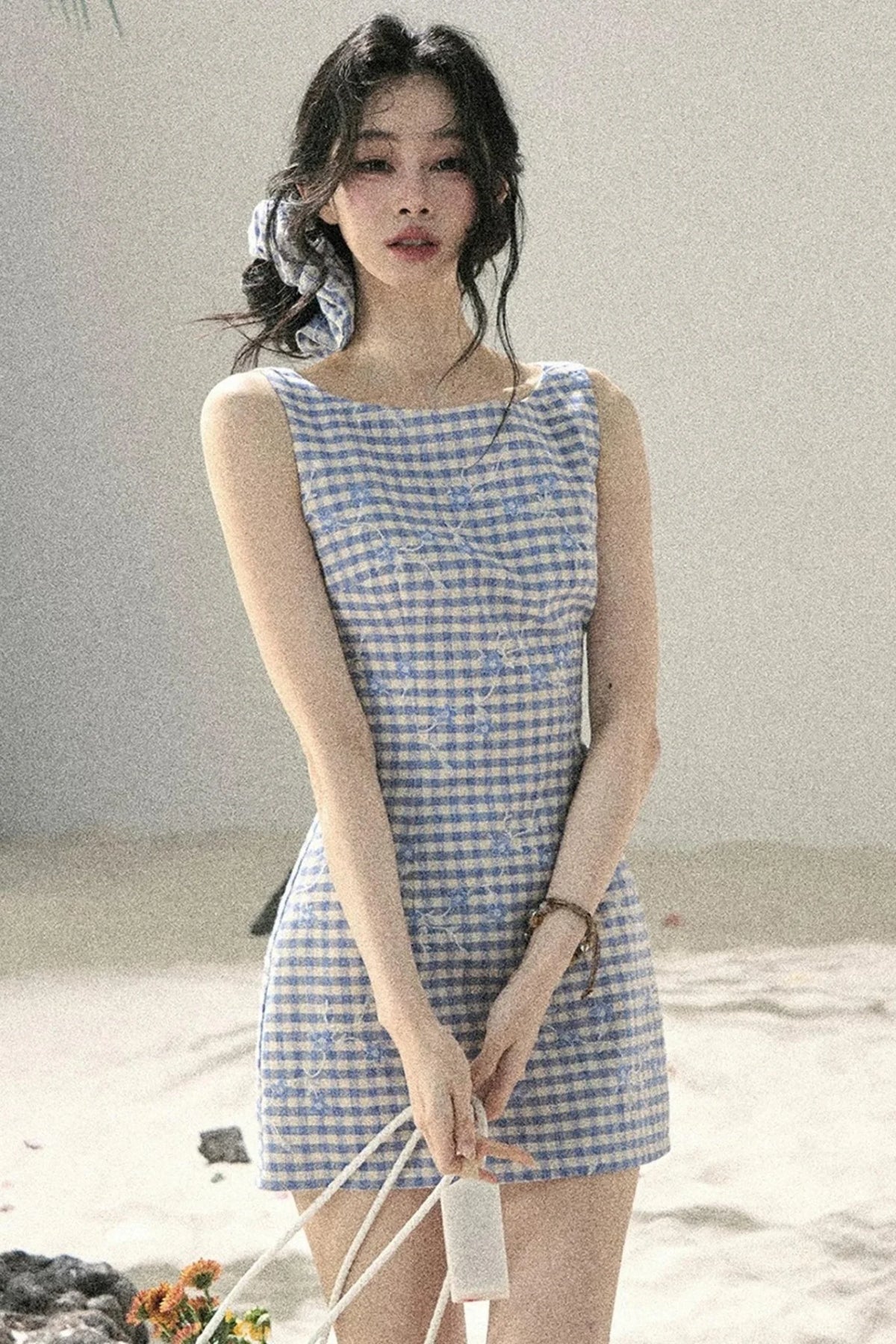 Plaid Embroidery Summer Dress
