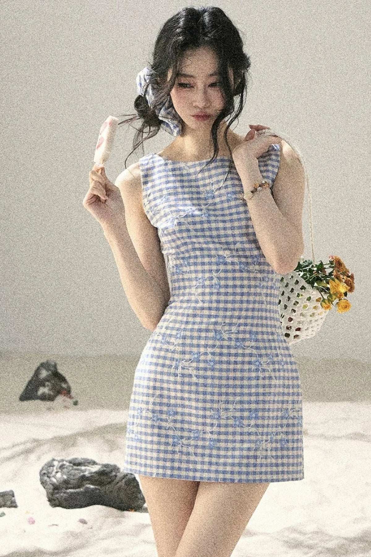 Plaid Embroidery Summer Dress
