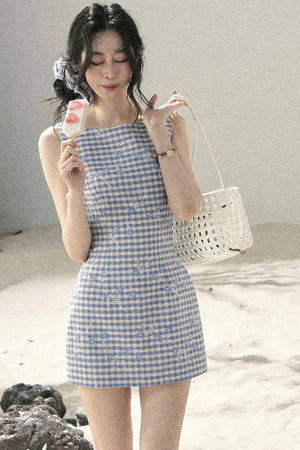 Plaid Embroidery Summer Dress
