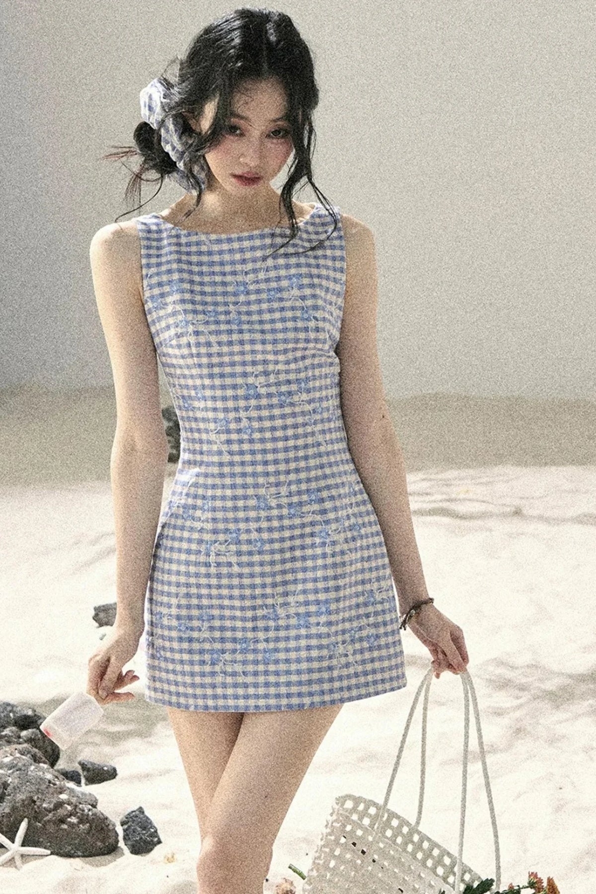 Plaid Embroidery Summer Dress