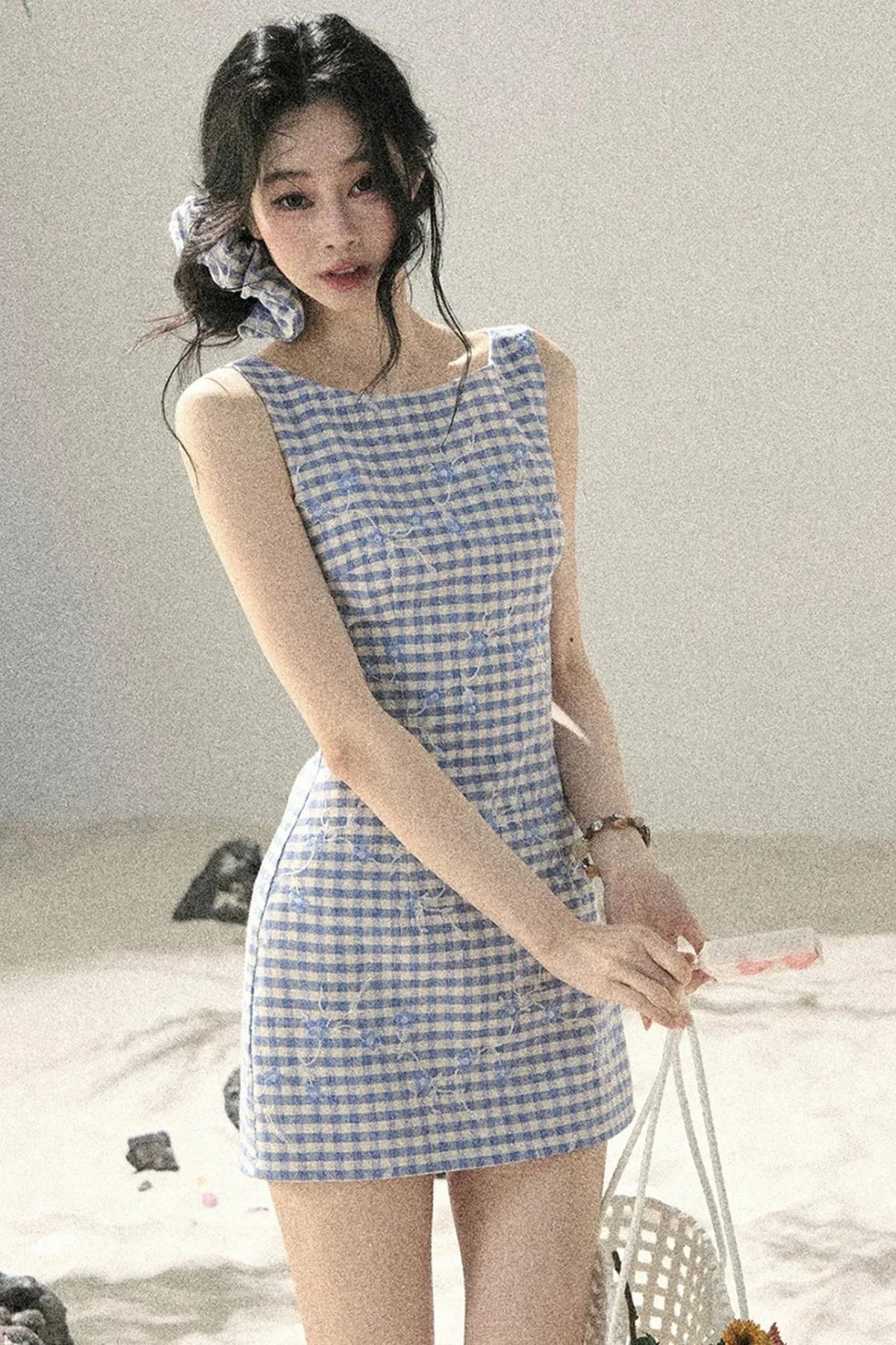 Plaid Embroidery Summer Dress
