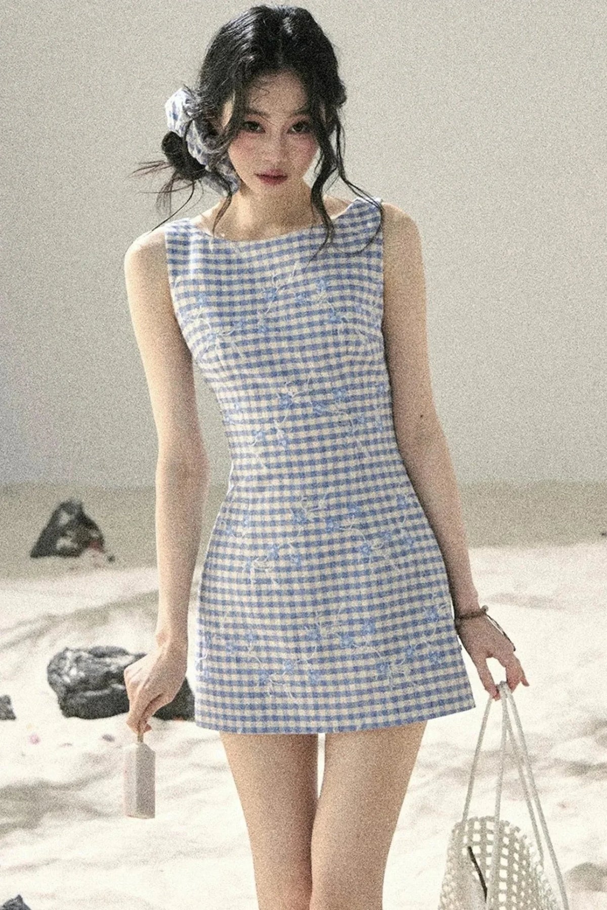 Plaid Embroidery Summer Dress