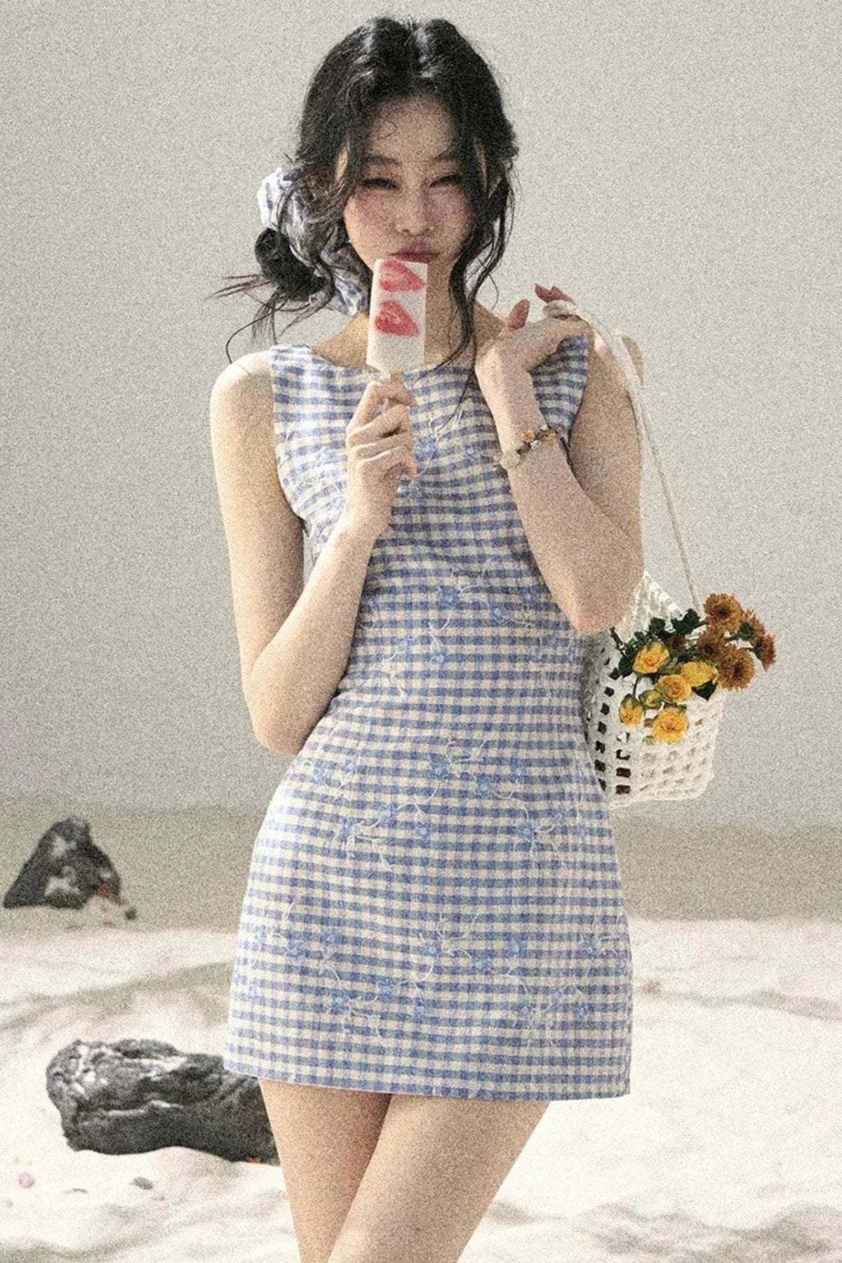 Plaid Embroidery Summer Dress