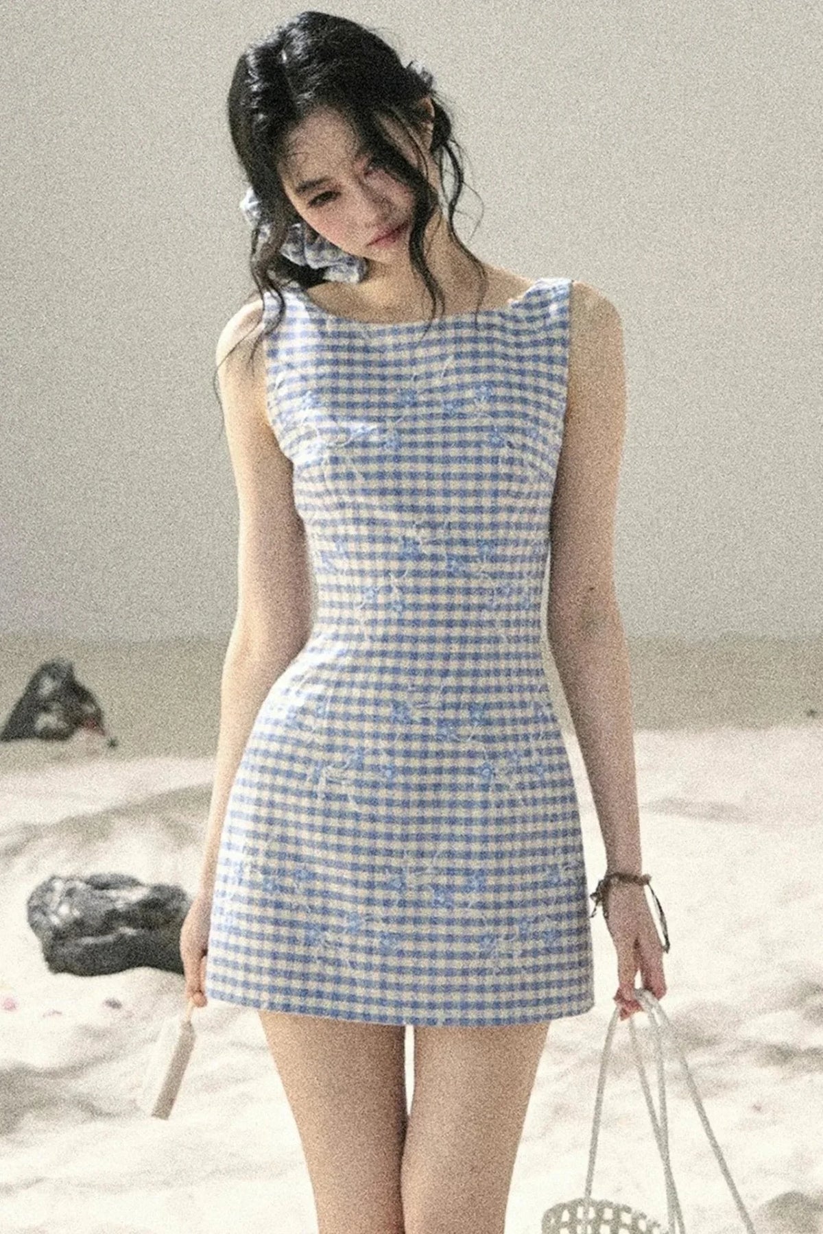 Plaid Embroidery Summer Dress