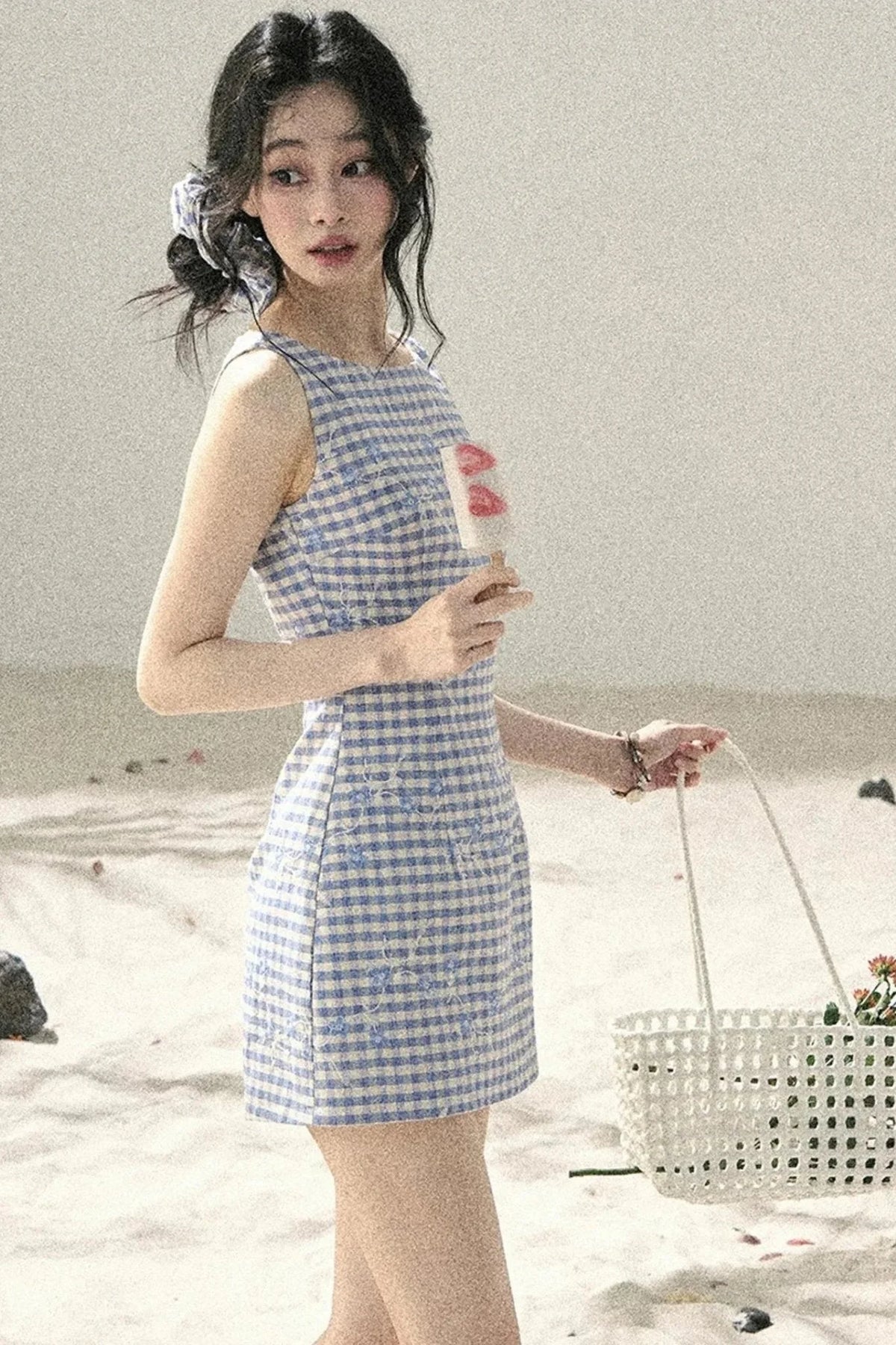 Plaid Embroidery Summer Dress