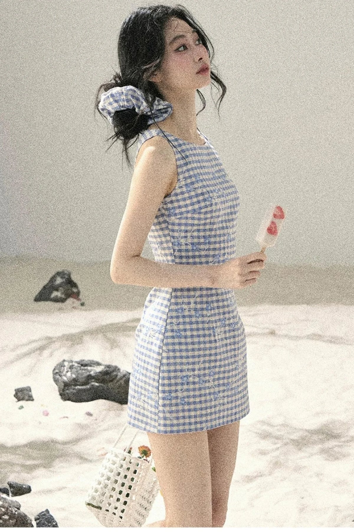 Plaid Embroidery Summer Dress