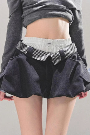 Plaid Floral A-Line Skirt