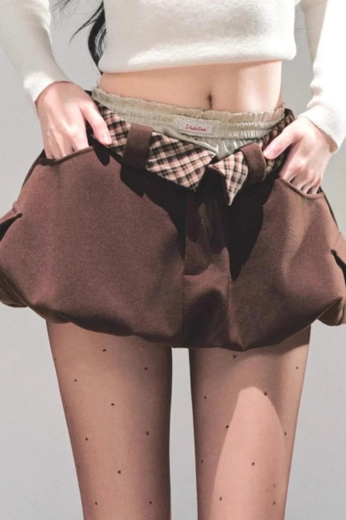 Plaid Floral A-Line Skirt