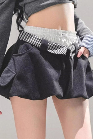 Plaid Floral A-Line Skirt