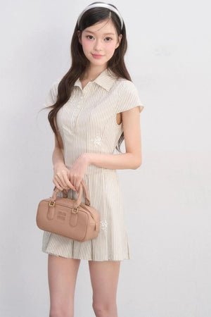 Plaid Floral Waist-Cinching Dress