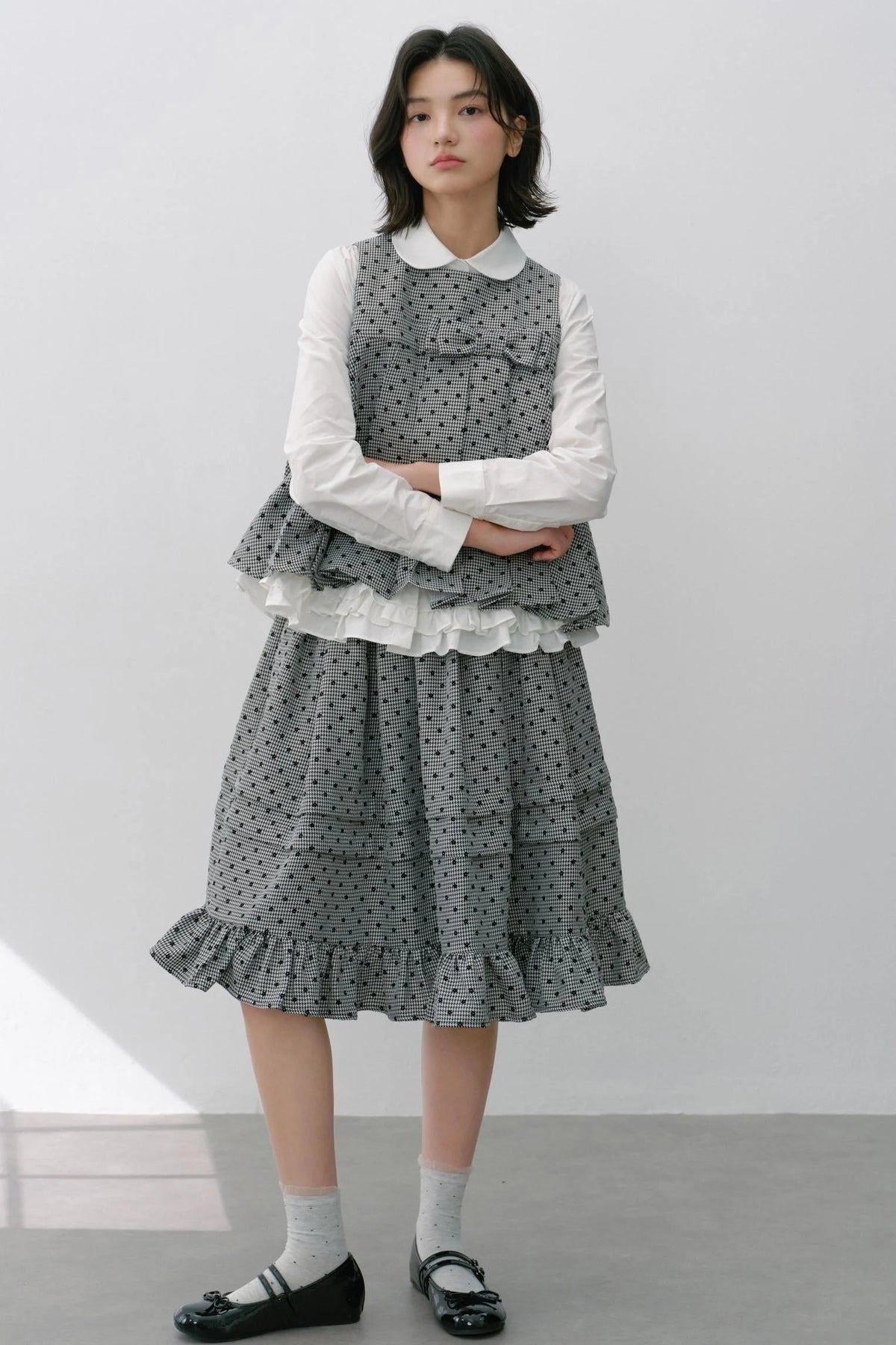 Plaid Flower Skirt Set-Up