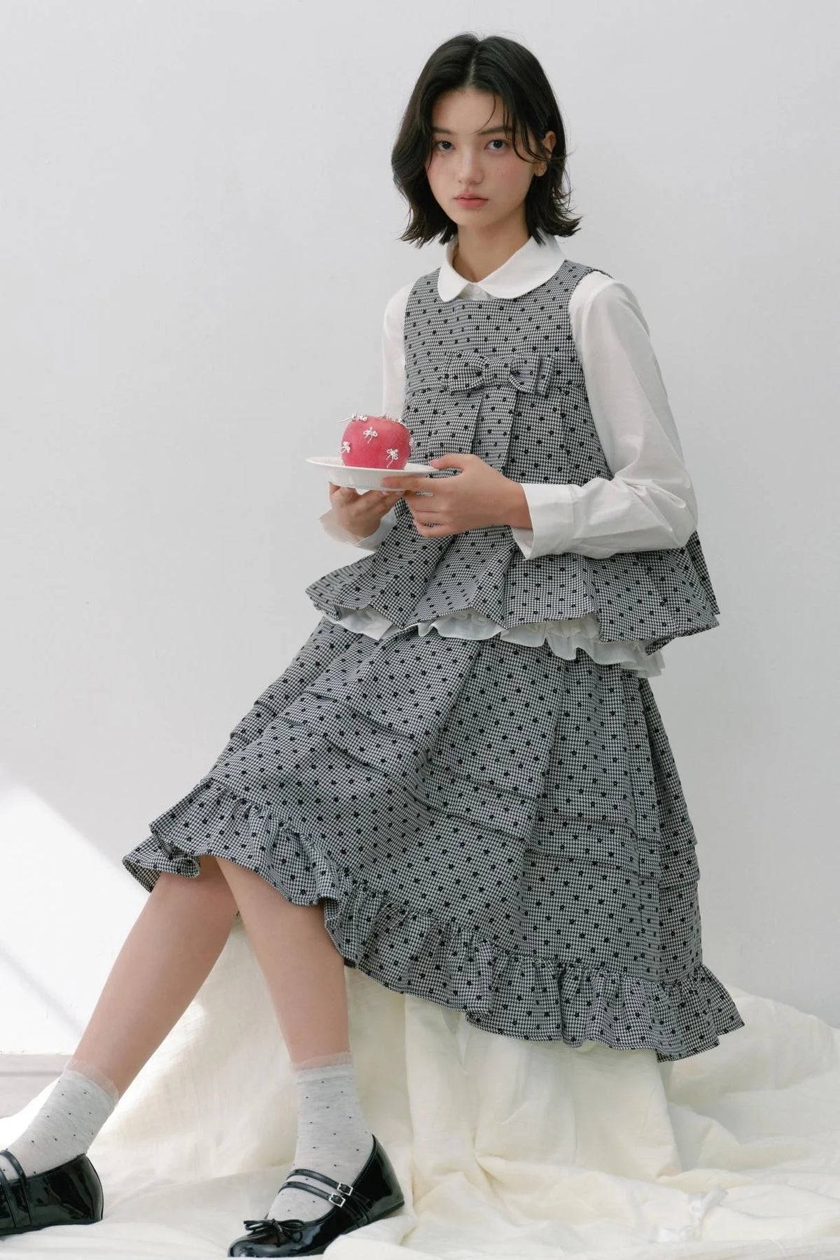 Plaid Flower Skirt Set-Up
