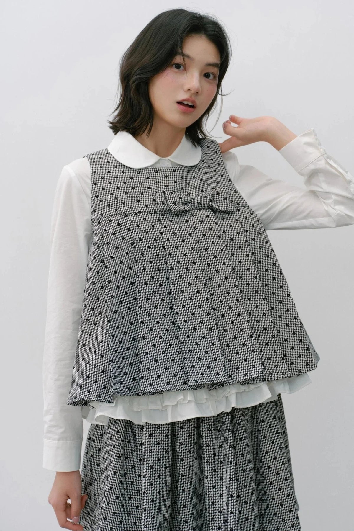 Plaid Flower Skirt Set-Up