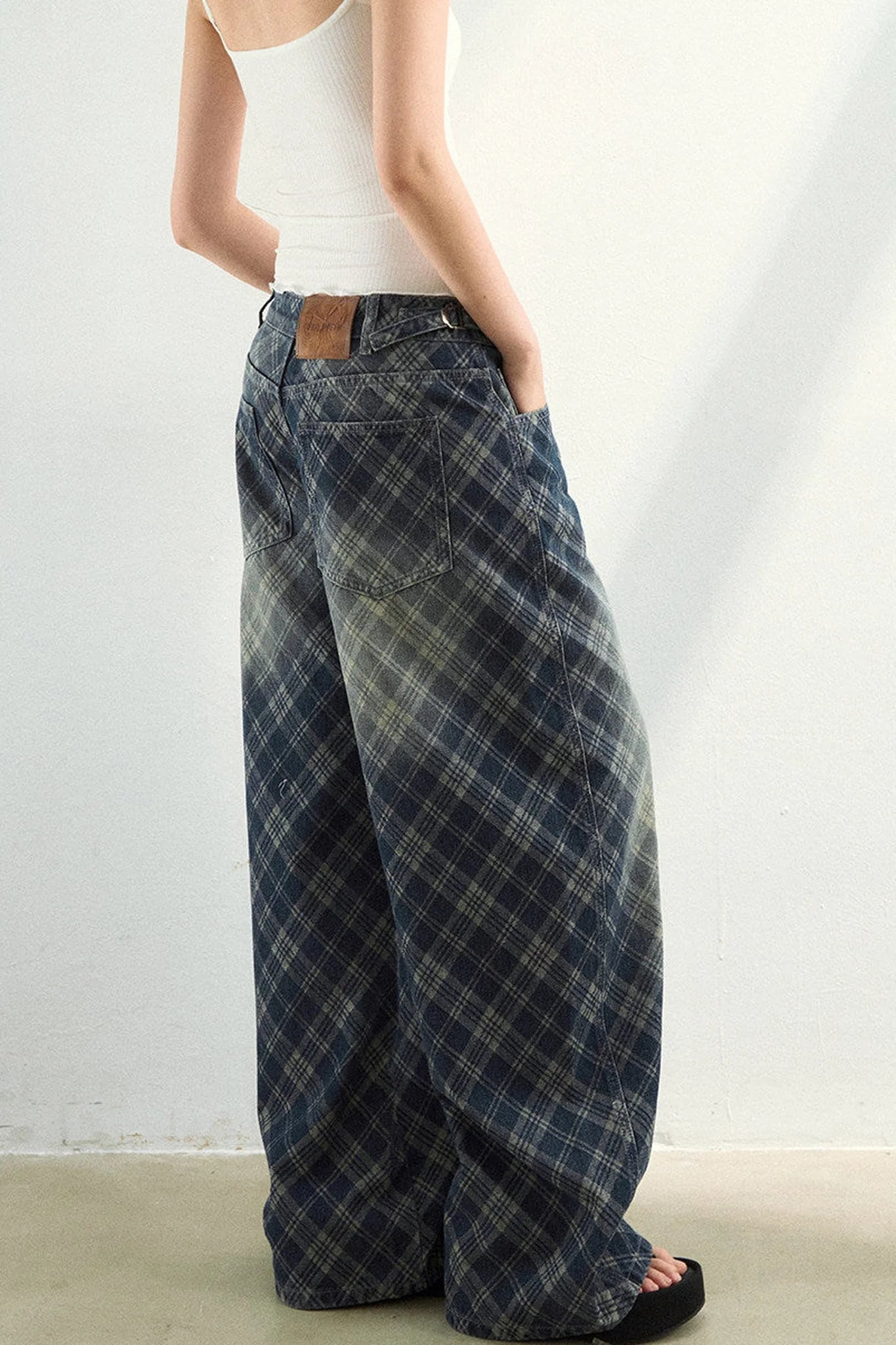 Plaid Gradient Denim Pants
