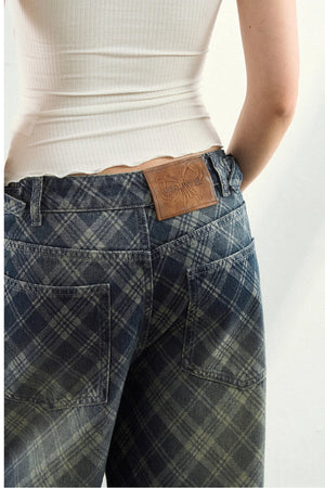 Plaid Gradient Denim Pants