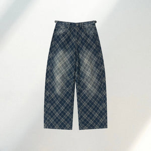 Plaid Gradient Denim Pants