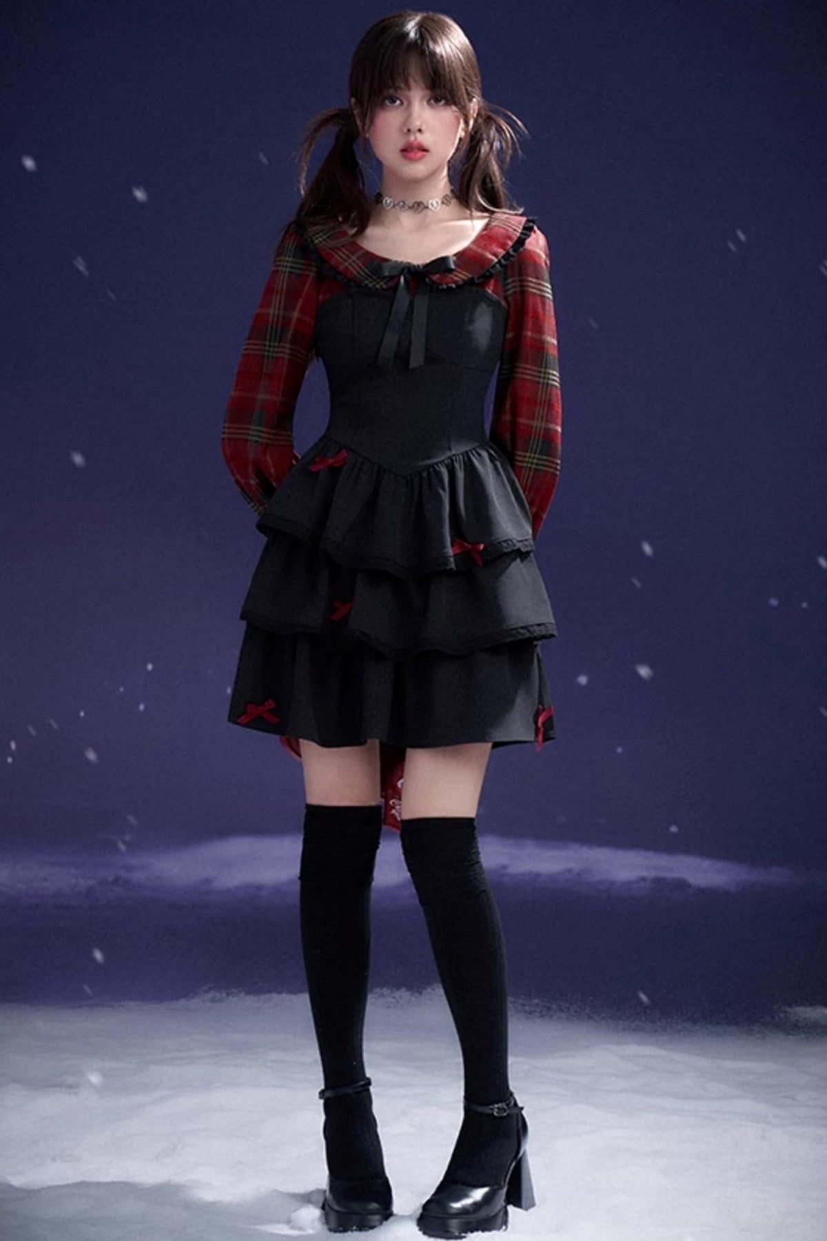 Plaid Grid Cake Dress