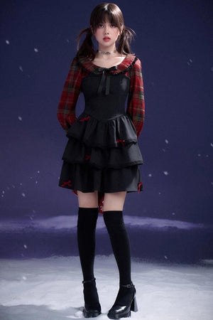 Plaid Grid Cake Dress