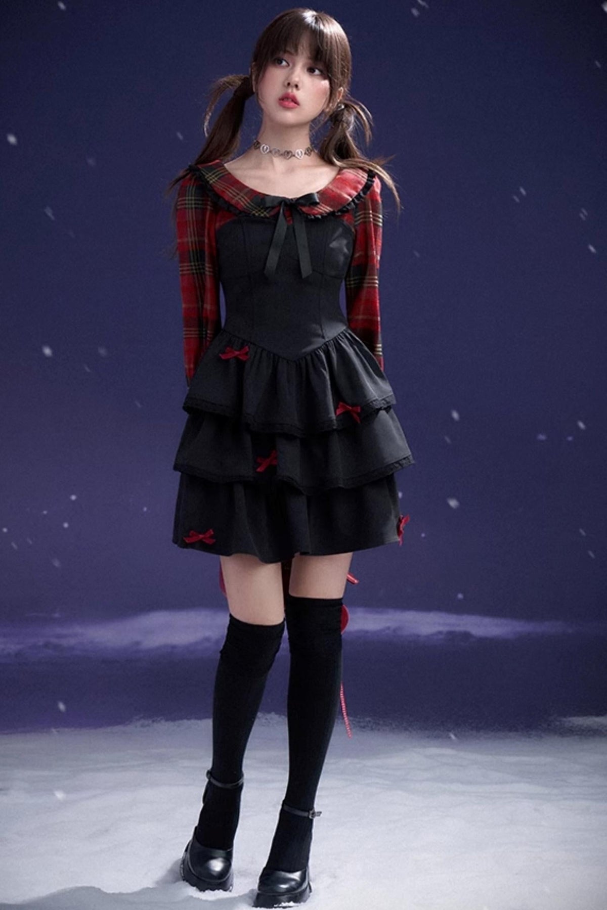 Plaid Grid Cake Dress