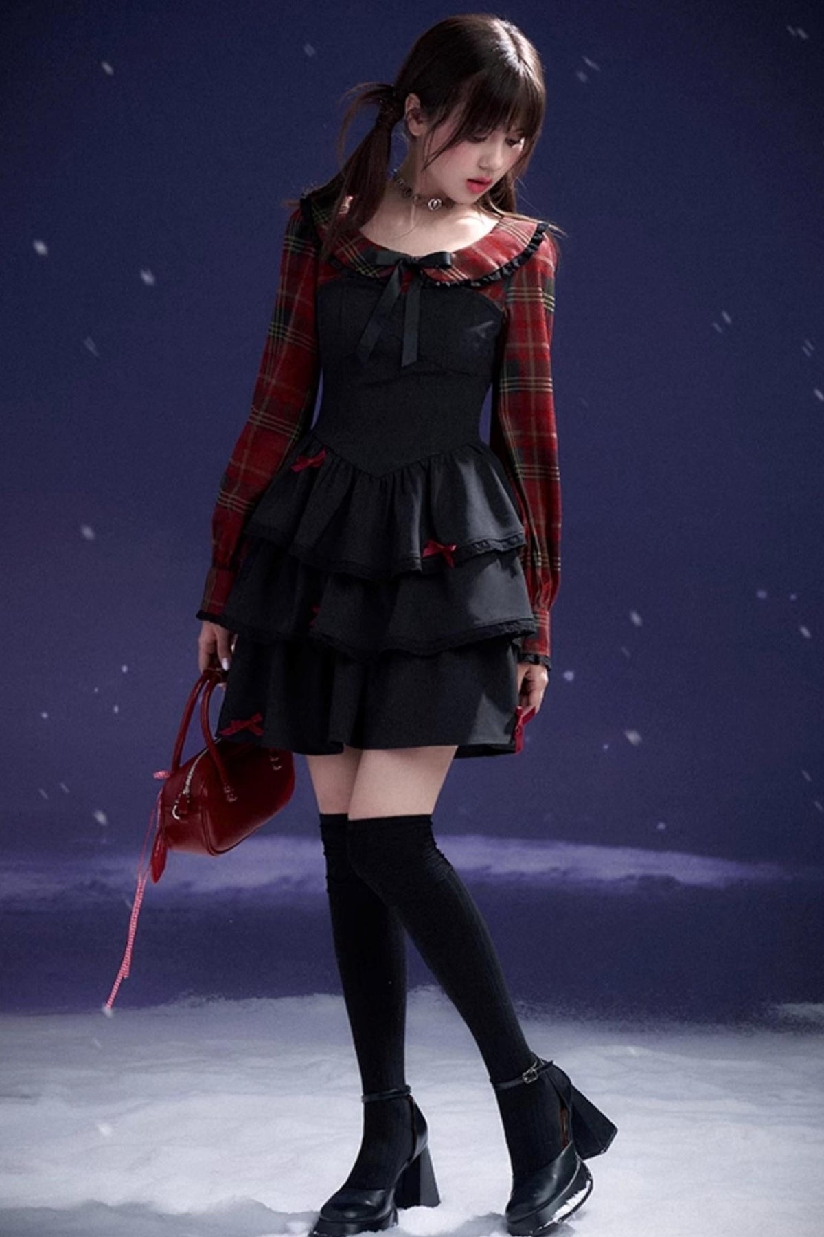 Plaid Grid Cake Dress