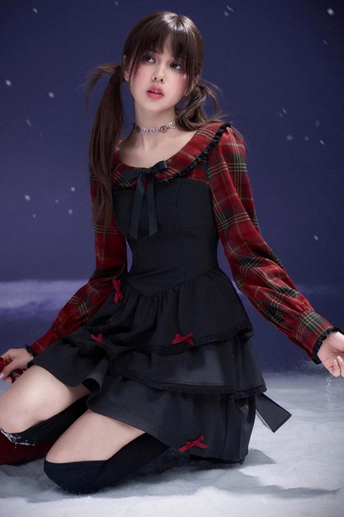 Plaid Grid Cake Dress