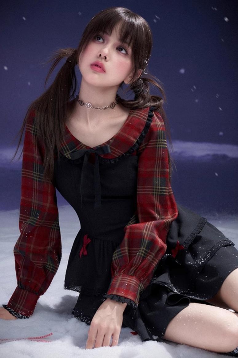 Plaid Grid Cake Dress