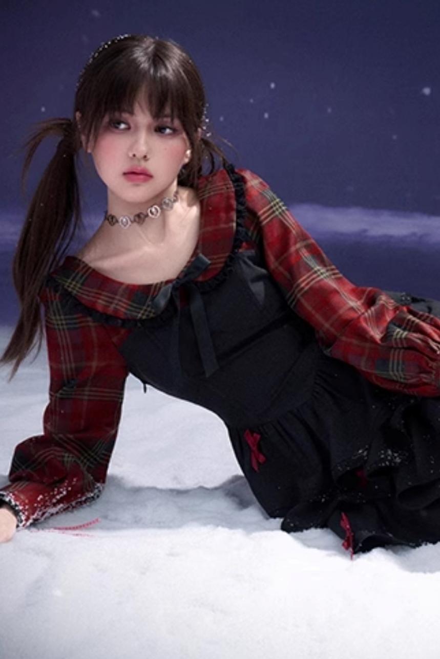 Plaid Grid Cake Dress
