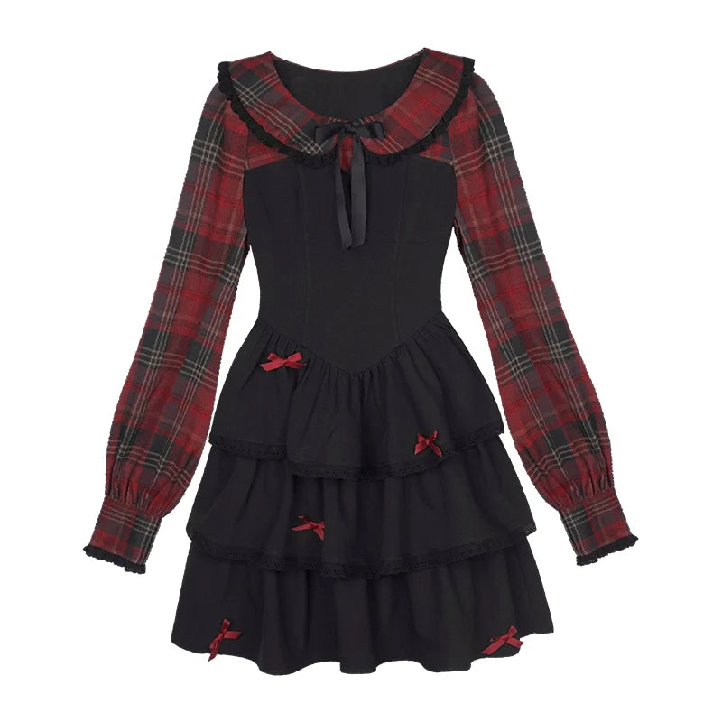 Plaid Grid Cake Dress