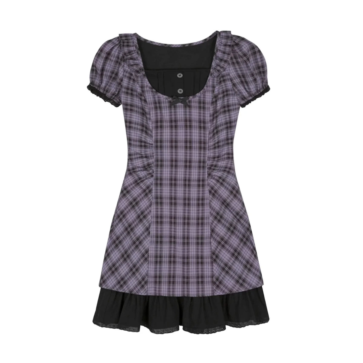 Plaid Halter Neck Fake Two-Piece Dress
