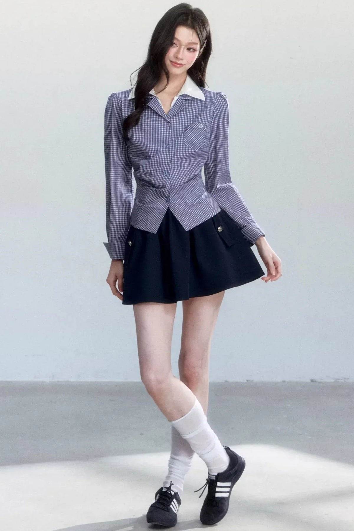 Plaid Intellectual Blouse Set-Up