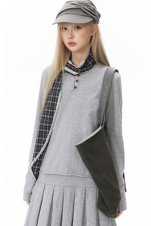 Plaid Knit Pleated Dress
