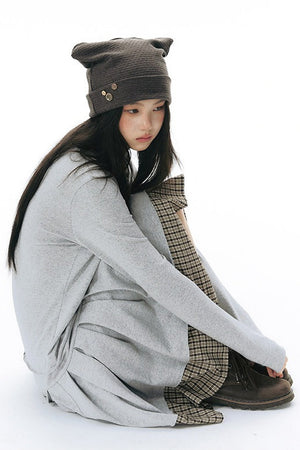 Plaid Knit Pleated Dress