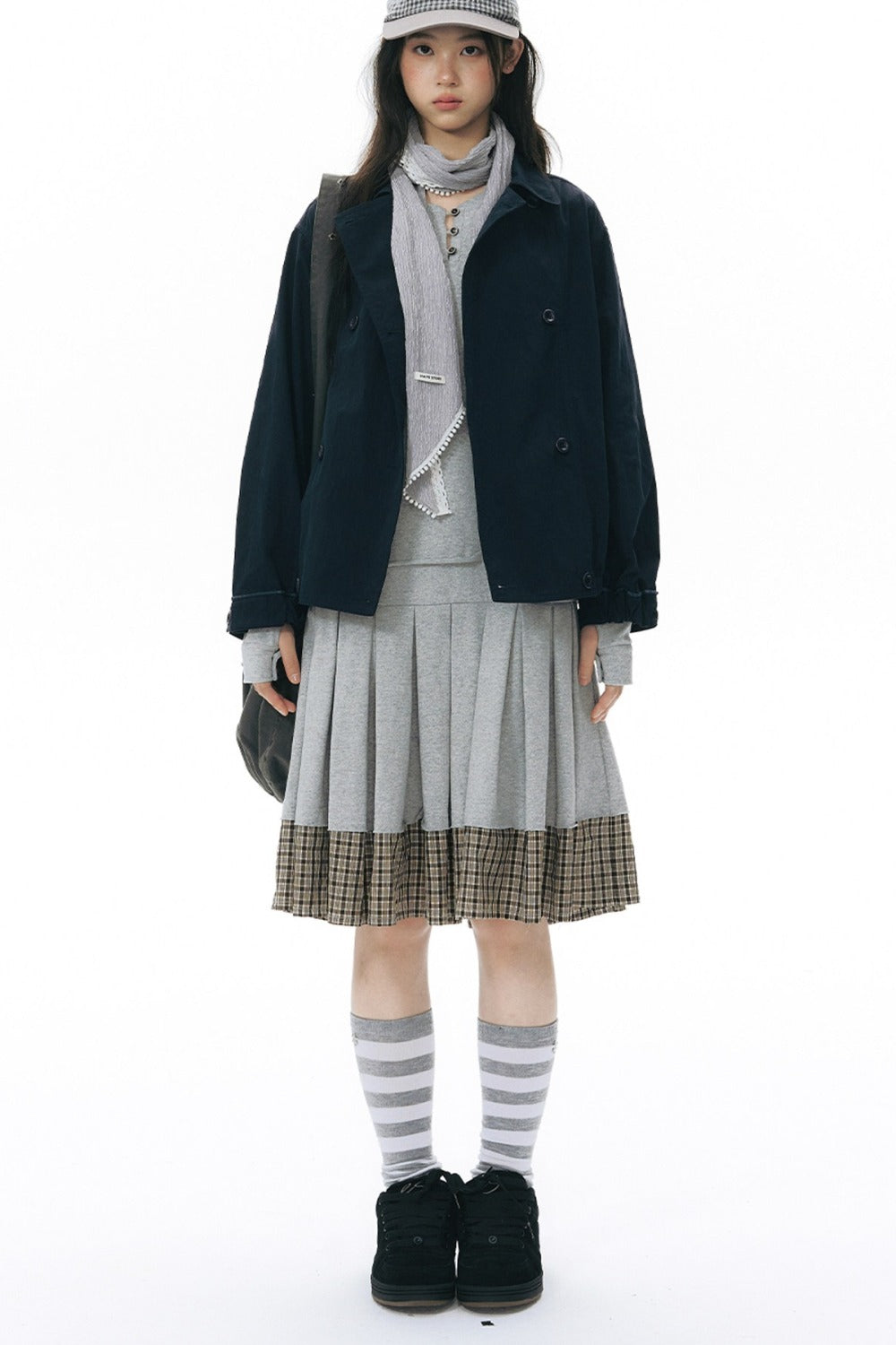 Plaid Knit Pleated Dress