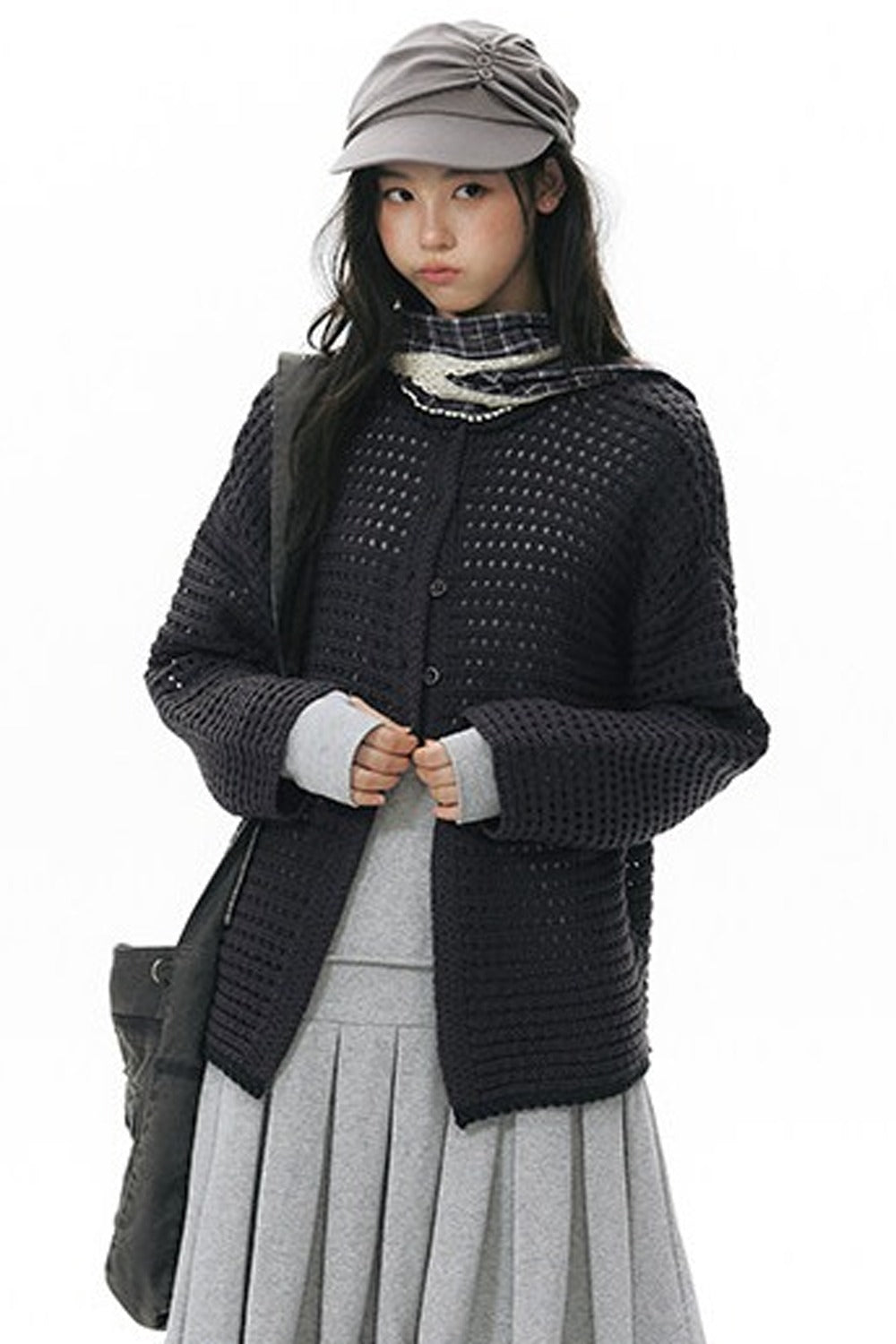Plaid Knit Pleated Dress