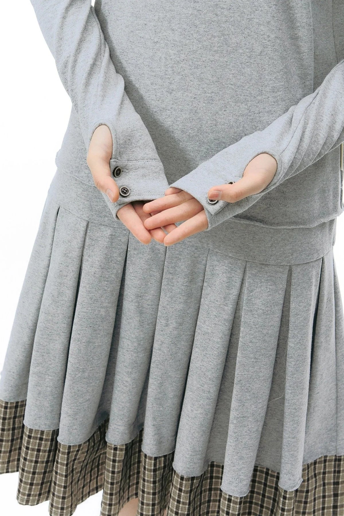 Plaid Knit Pleated Dress
