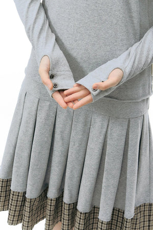 Plaid Knit Pleated Dress