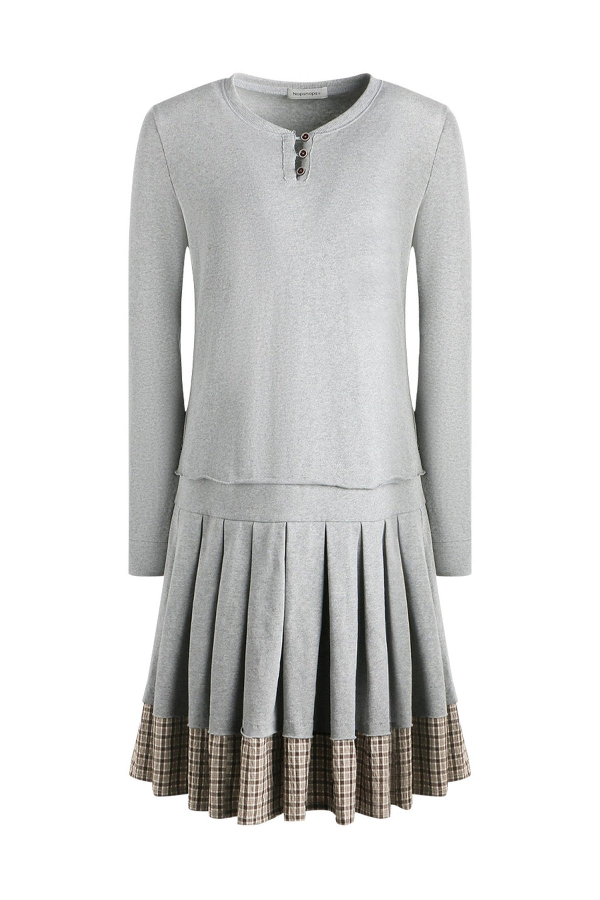 Plaid Knit Pleated Dress