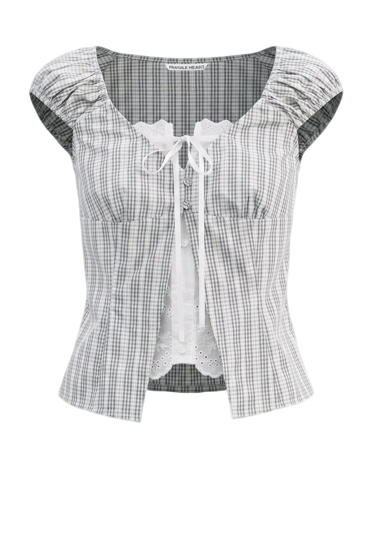 Plaid Lace Spliced Top and Skirt Set